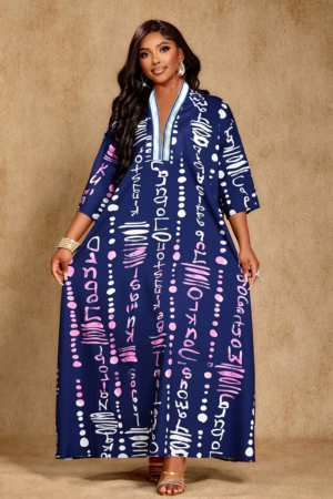Plus Size Tropical Gradient Print Maxi Dress