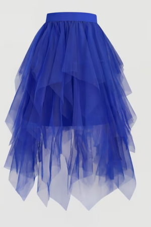 High-Waist Puffy Pleated Midi Cake Skirt