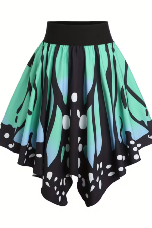 Digital Print Irregular Hem Skirt