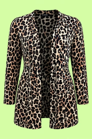 Leopard Print Long-Sleeve Cardigan Jacket